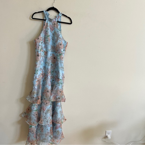 Lulus Forever Exceptional Light Blue Floral Halter Organza Maxi Dress - Picture 6 of 8
